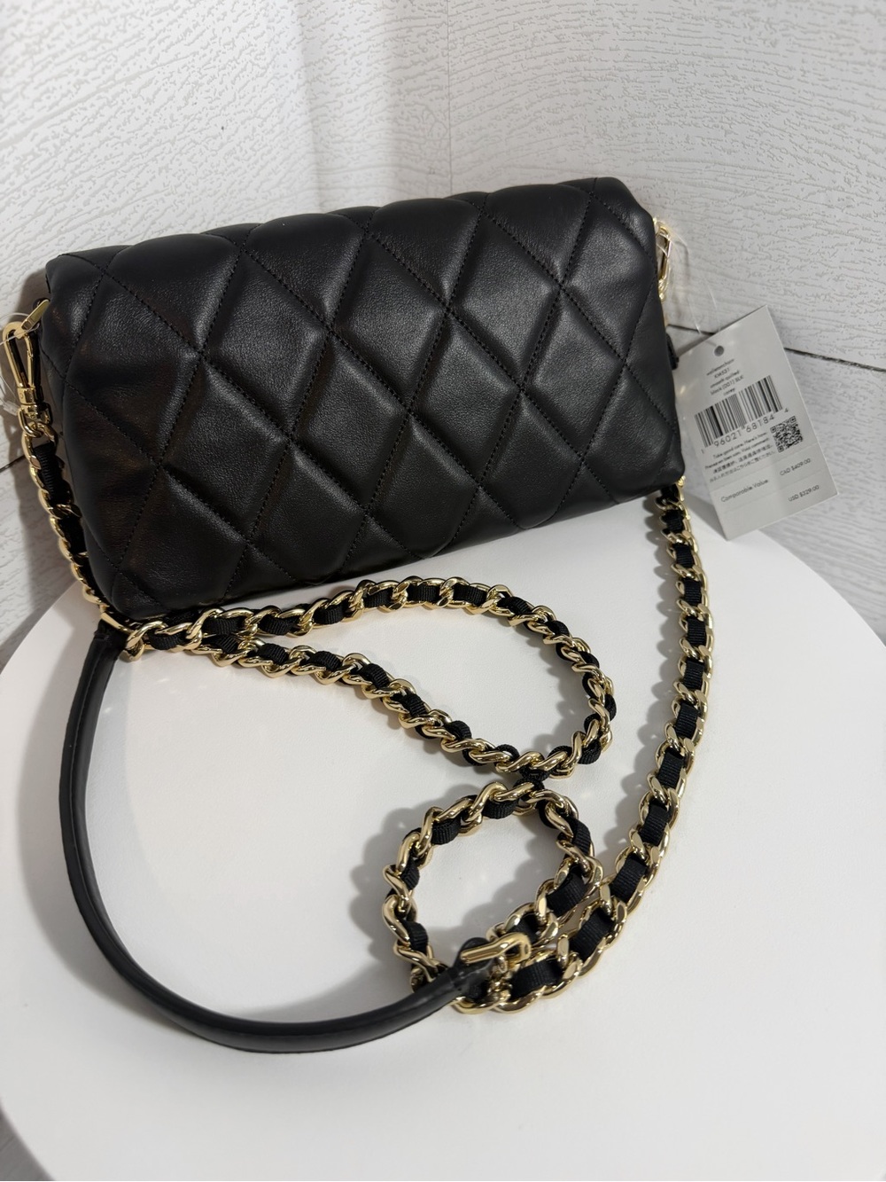 Kate Spade Carey Quilted Mini Black Leather Crossbody Gold & Dust Bag $329 — NWT - Picture 7 of 16